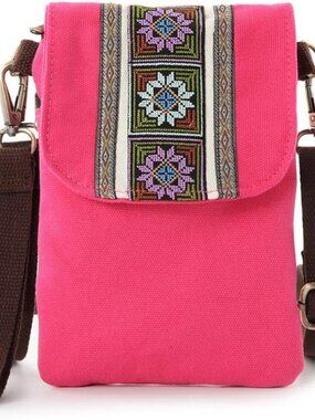 Women's Fuchsia 04 Vintage Embroidered Cute Mini Cross Body Bag Small Handbags